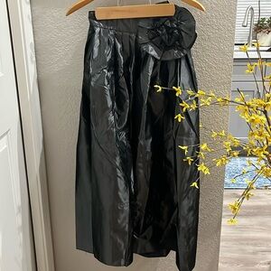 Vintage Boutique House of Bianchi Dark Grey Taffeta Wrap Maxi w/Rosette Detail